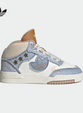 阿迪达斯25冬季三叶草牛仔布拼接魔术贴休闲板鞋男女小儿童JS2484