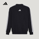adidas阿迪达斯三条纹黑色男大童运动套头衫 2026春圆领卫衣KW1207