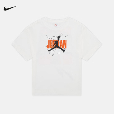 Jordan耐克幼童T恤夏扣碎篮板图案新款棉质短袖针织衫IO3252-133