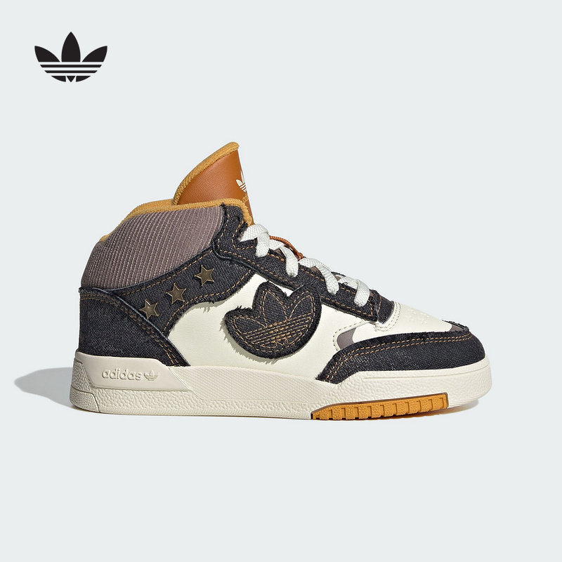 阿迪达斯2025冬季男女小童三叶草牛仔布拼接魔术贴休闲板鞋JS2485,运动鞋new,童鞋/青少年鞋,淘宝优惠券,粉丝福利购,淘宝优惠卷