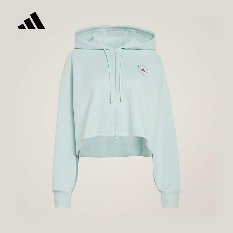 adidas阿迪达斯Stella Mc健身短款连帽外套春秋女针织夹克 JZ0655图片