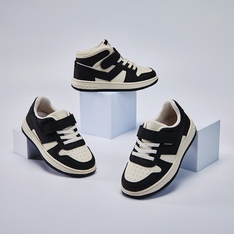 pony波尼童鞋男童女童板鞋运动鞋大童高帮板鞋休闲鞋233K1ST51BK