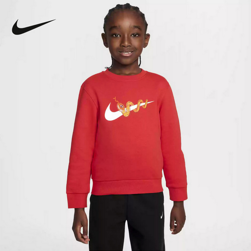 Nike耐克男女童2025春新款休闲套头无帽卫衣针织套头衫IH0994-657