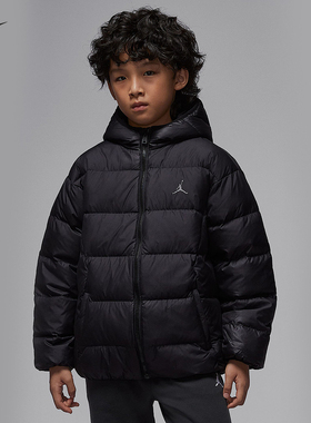 JORDAN耐克大童保暖羽绒服夹克冬新款男童梭织连帽外套IQ9986-010