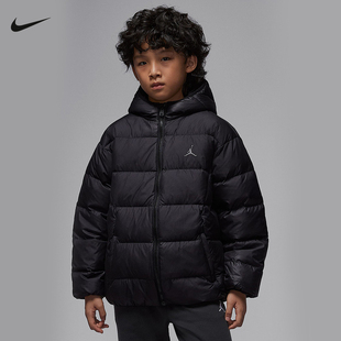 JORDAN耐克大童保暖羽绒服夹克冬新款男童梭织连帽外套IQ9986-010