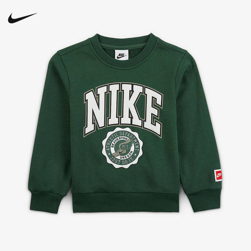 NIKE耐克幼童印花上衣2025秋新款男童法式毛圈圆领卫衣IO2698-323