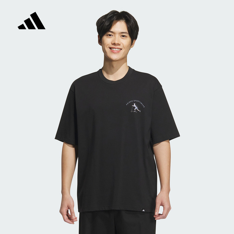 adidas阿迪达斯趣味插画印花半袖2025夏新款男宽松短袖T恤 JL6058