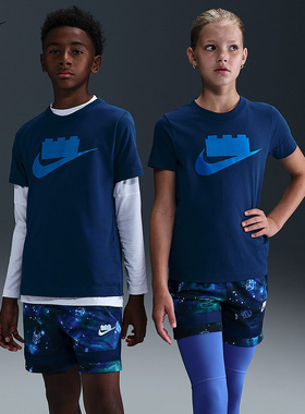 Nike耐克X LEGO乐高联名大童时尚标志T恤男女短袖上衣II5198-477
