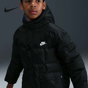 Nike耐克男女童新款百搭短款羽绒服休闲舒适保暖外套IQ6136-010
