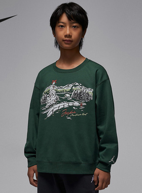 Nike耐克男女童新款舒适休闲针织运动卫衣无帽套头衫IQ9985-375