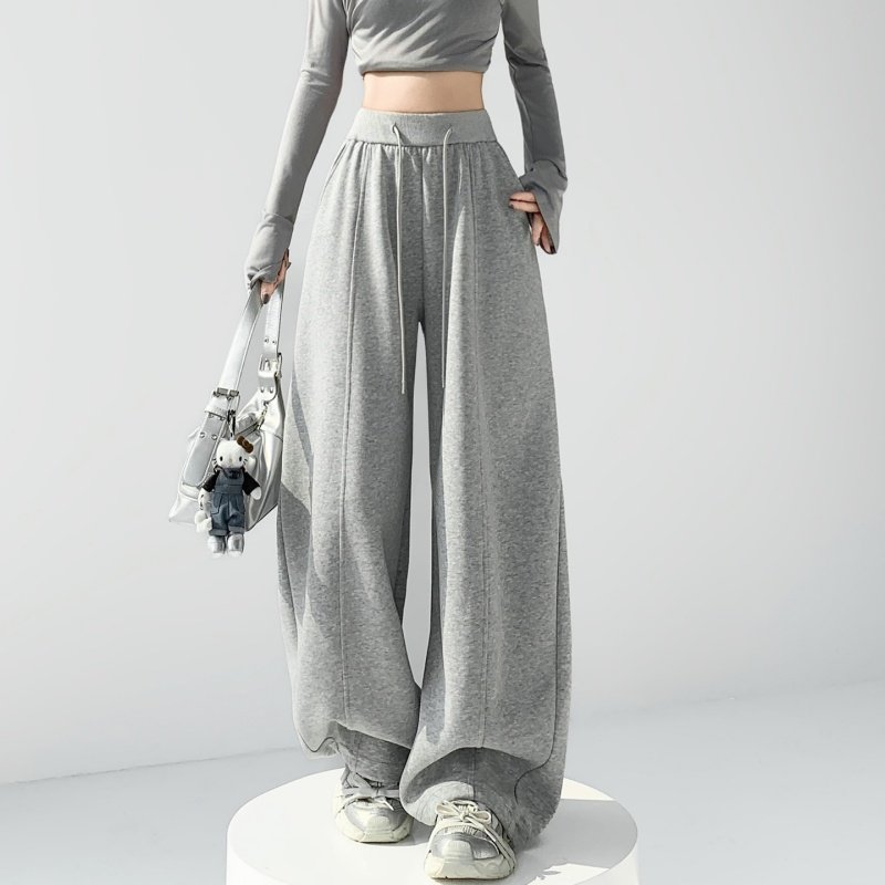 暮纯霏 女韩式休闲裤春季高腰系带垂感宽松不易变形阔腿裤,女装/女士精品,休闲裤,淘宝优惠券,粉丝福利购,淘宝优惠卷