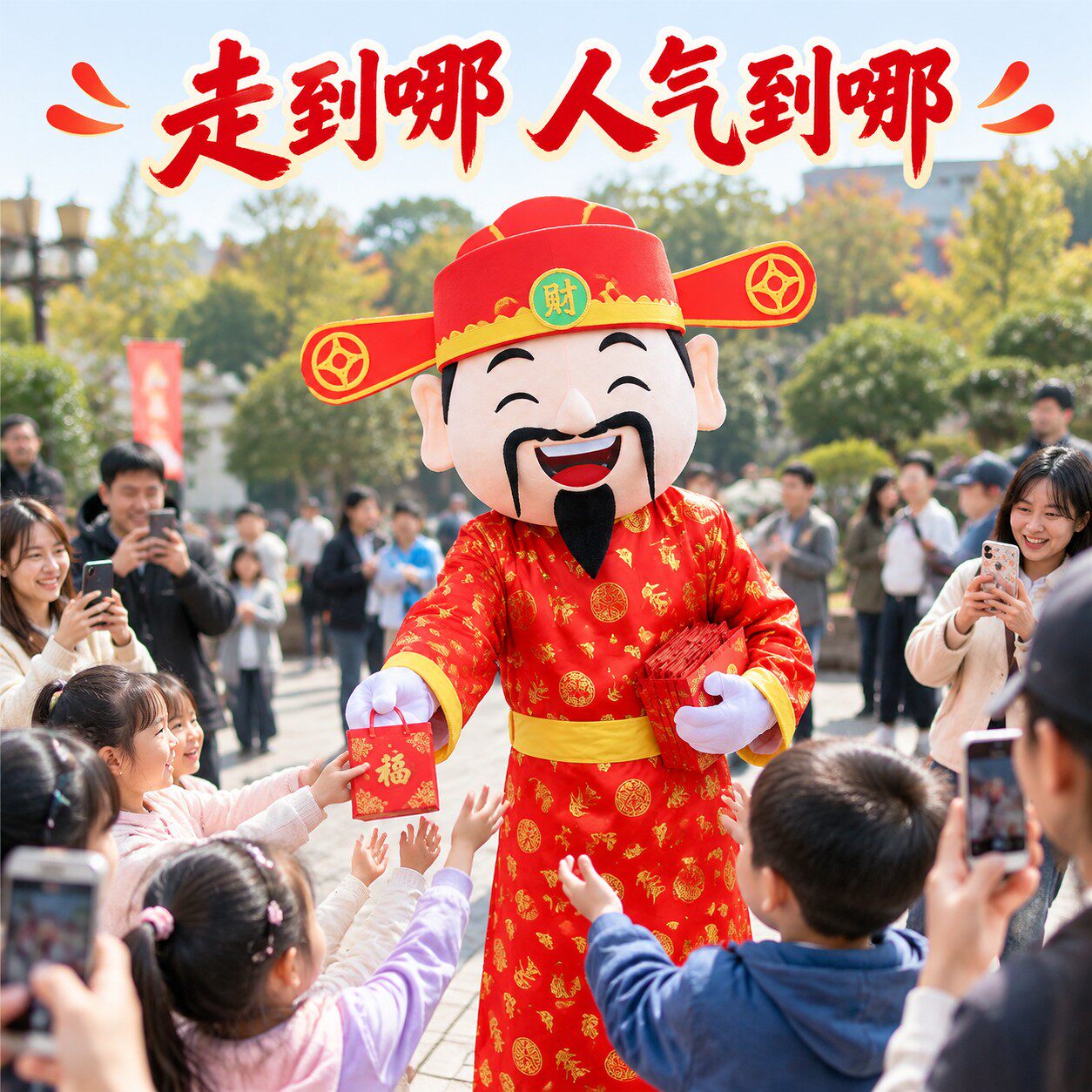 财神爷卡通人偶服装年会吉祥物