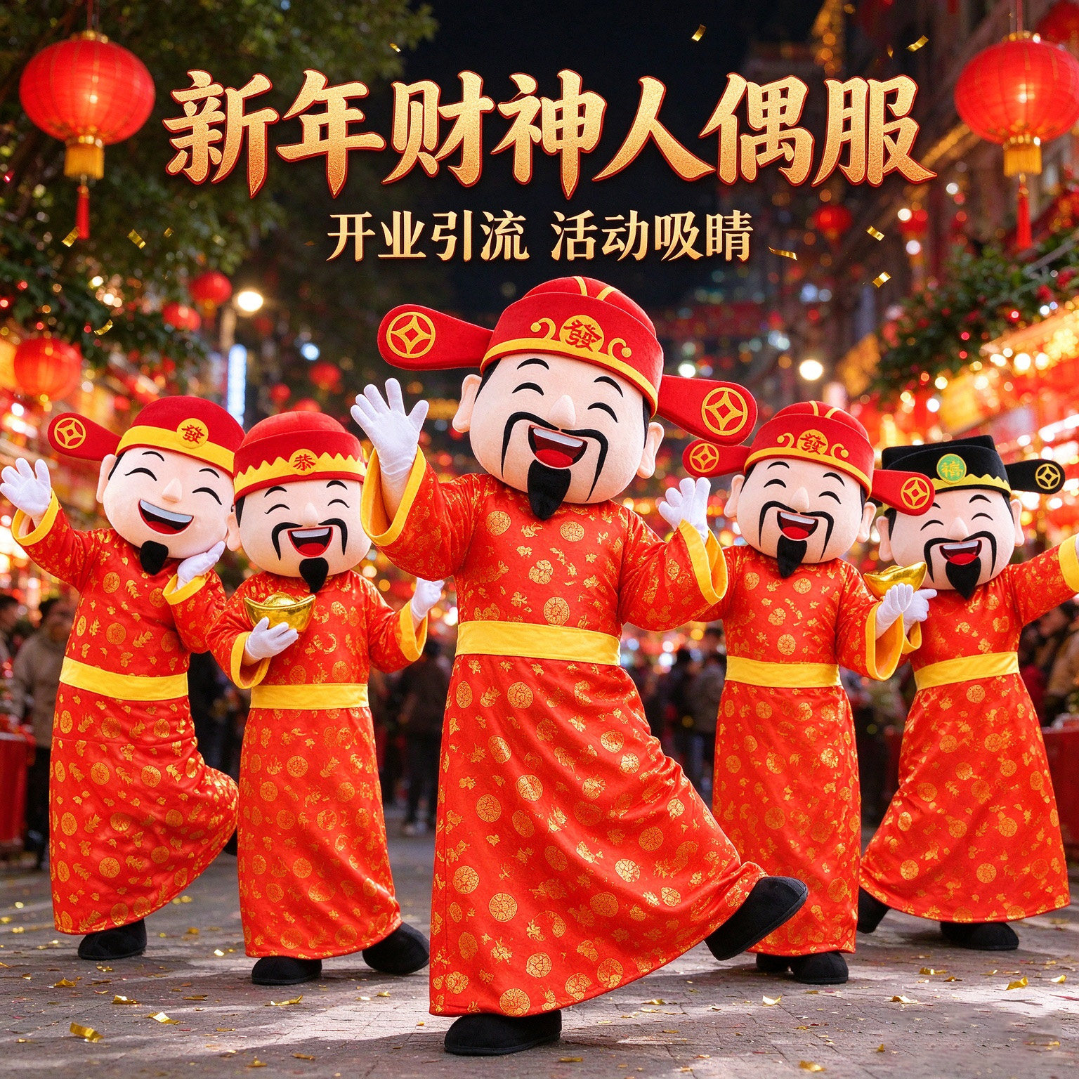 财神爷人偶服装羊年吉祥物表演服