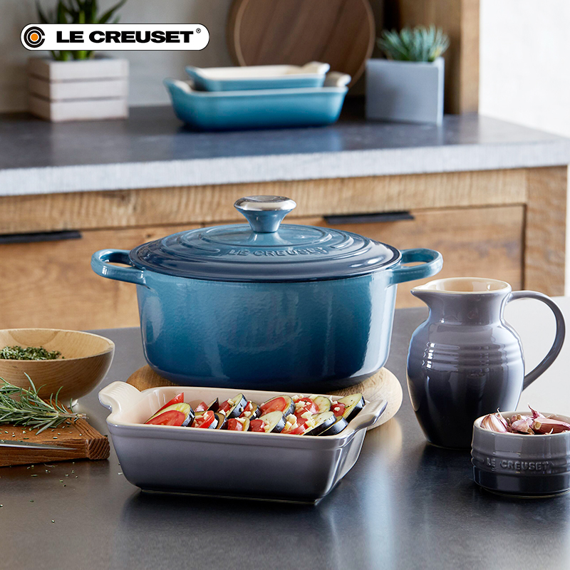 酷彩法国进口珐琅锅铸铁锅海军蓝