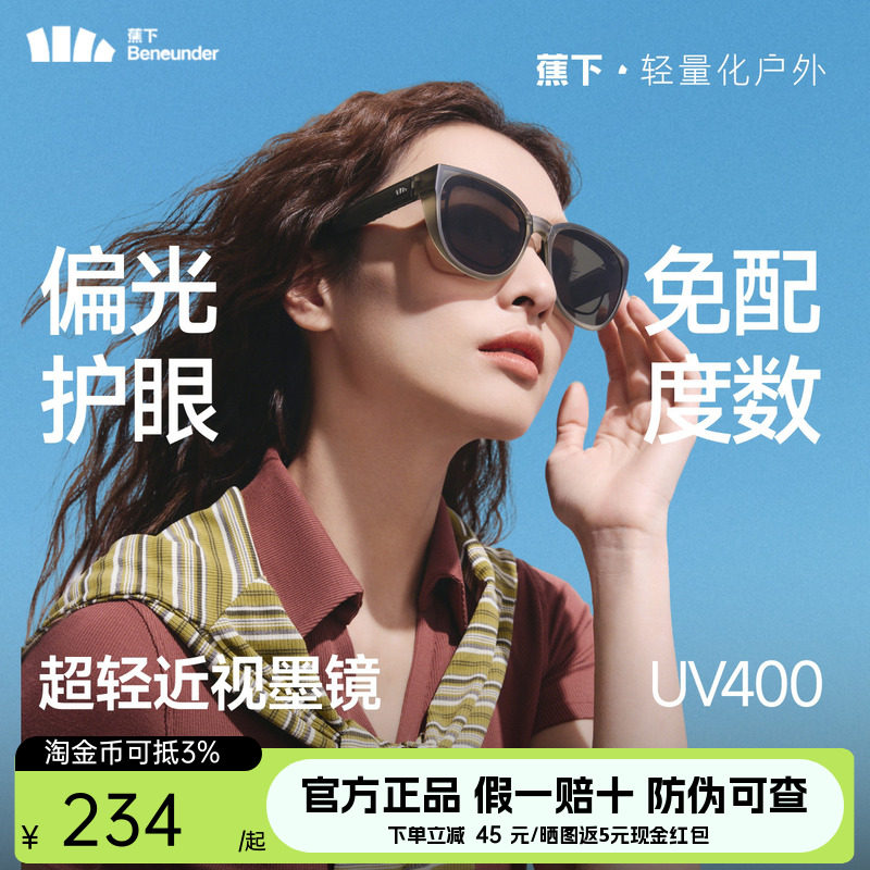蕉下方圆框套镜偏光护眼通用折叠男女同款可套近视镜墨镜太阳墨镜图片