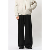 FFM 舒适 400g对褶造型休闲长裤 studio 仿羊毛TR拉毛垂感西裤