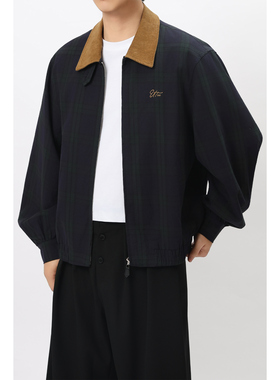 FFM-studio美式复古立领翻领外套男款春秋季宽松休闲百搭工装夹克