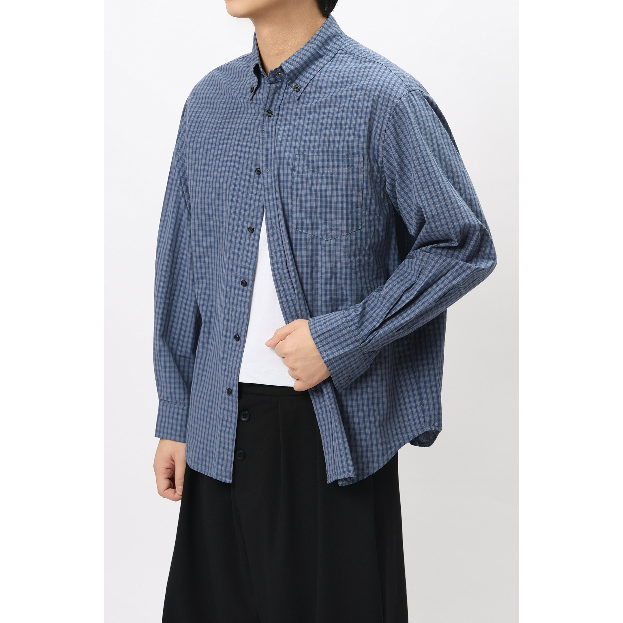 FFM-studio简约松弛感小格纹衬衫