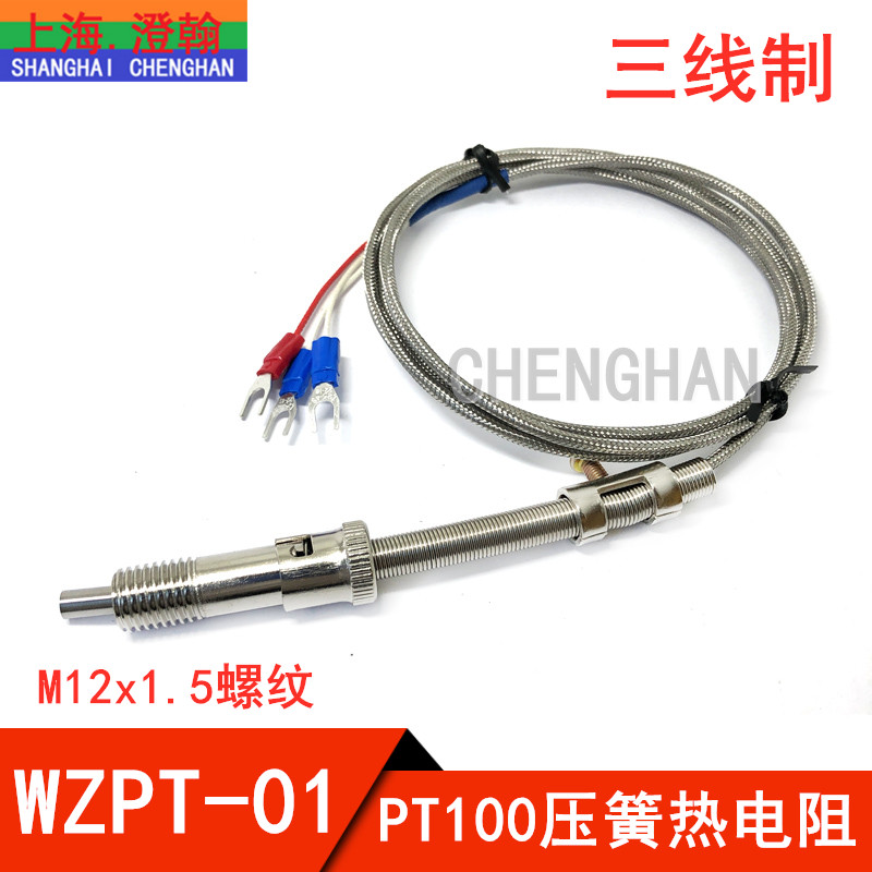 PT100压簧热电阻 卡扣式温度传感器 PT100高温压簧 WZPT-01铂电阻