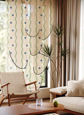 时尚现代风波点纹钛金弧边卷帘客厅入户玄关卧室遮光装饰拉式窗帘