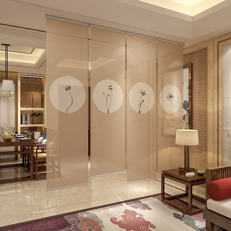 新中式卷帘窗帘屏风帘窗帘卷拉式帘子升降软隔断屏风遮光挂式茶室,居家布艺,卷帘,淘宝优惠券,粉丝福利购,淘宝优惠卷