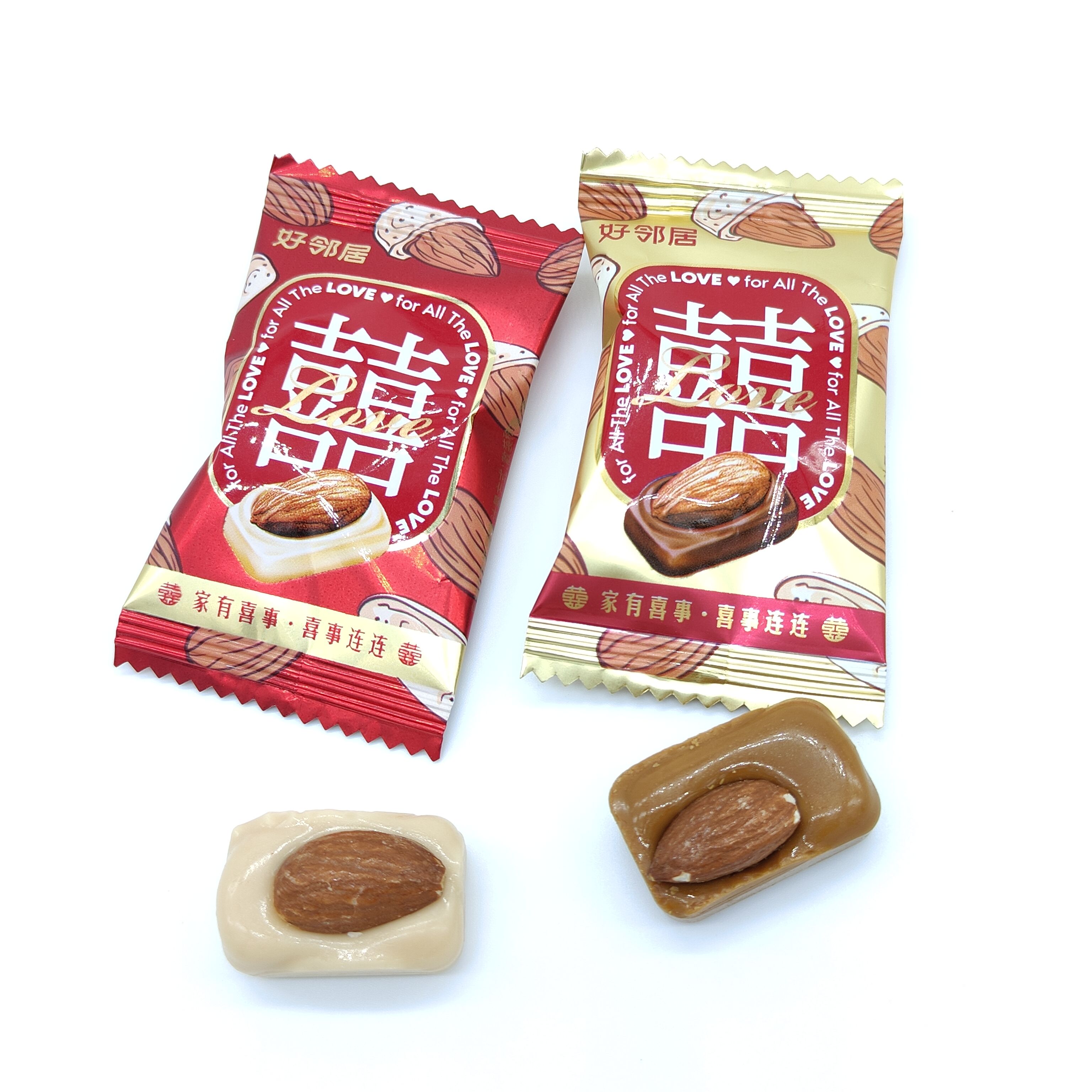 好邻居家有喜事原焦糖味扁桃仁硬糖巴旦木奶脆杏仁糖散装结婚喜糖