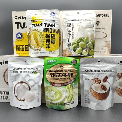 格力奇爆浆夹心椰子糖榴莲糖抹茶