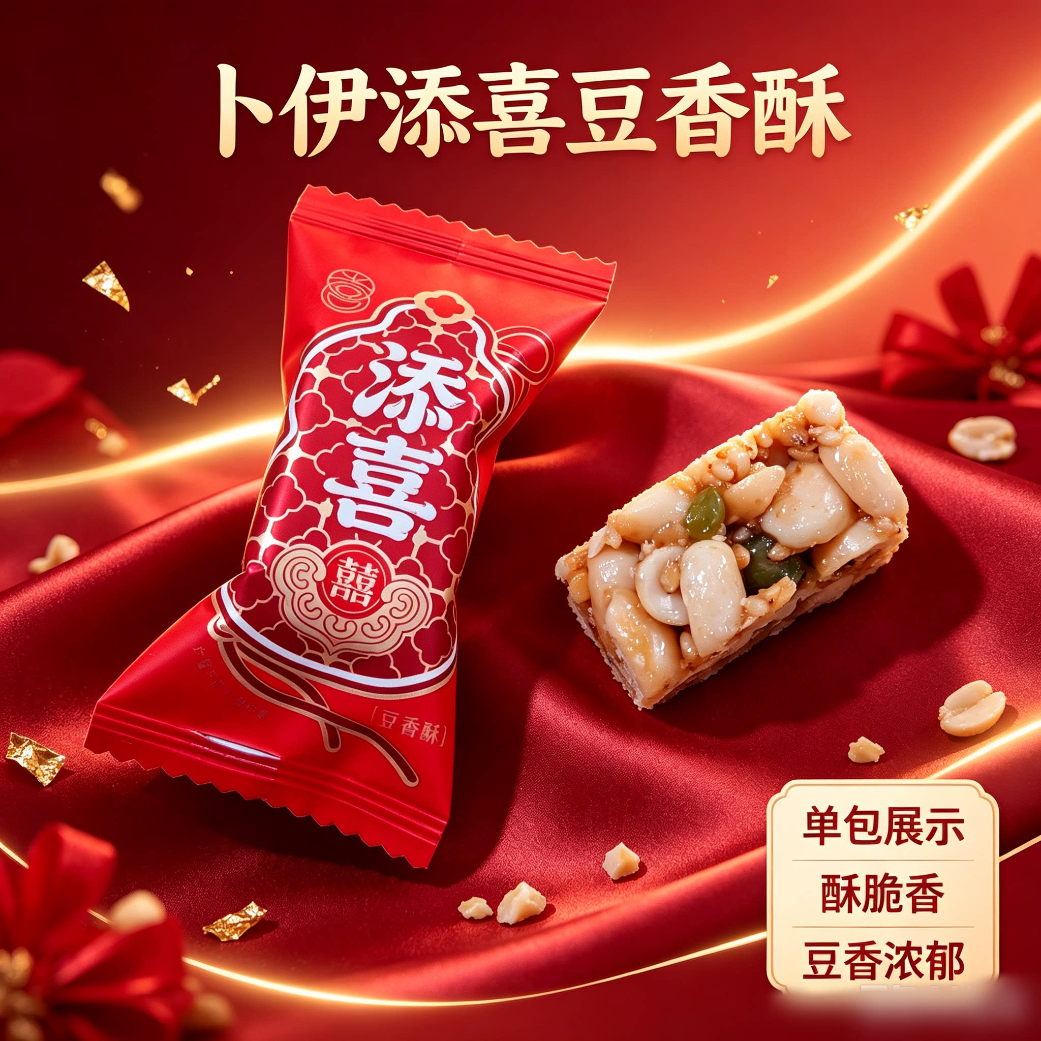卜伊添喜豆香酥花生酥糖散装休闲小零食结婚庆喜糖果年货小吃解馋