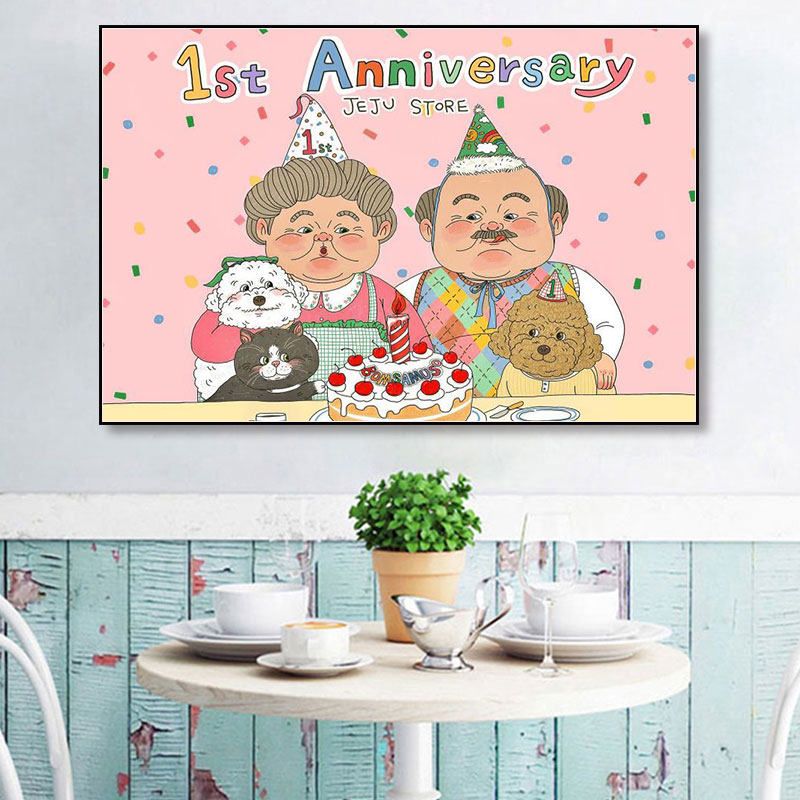 老夫老妻装饰画生日礼物情侣夫妻爷爷奶奶老年人姥姥白头偕老挂画