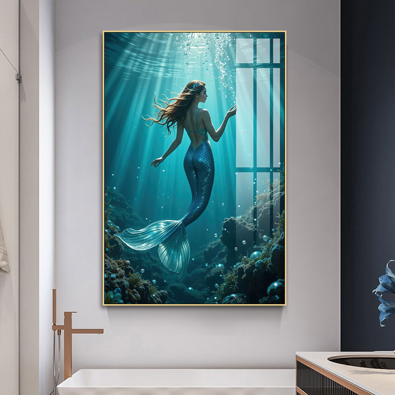 海底世界壁画浴室卫生间酒店房间主题餐厅美人鱼挂画海洋馆装饰画