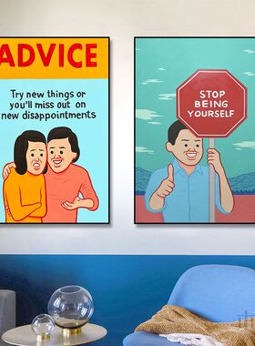 小众艺术装饰画joan cornella黑色幽默趣味绘画客厅有趣海报挂画