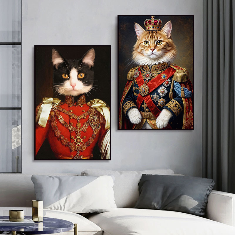 宫廷风格猫咪相框挂画卫生间卧室服装装饰品欧式复古宠物店装饰画