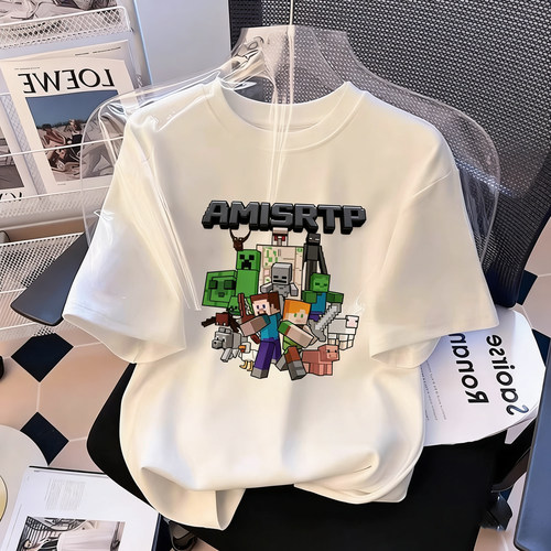 官方Ami srtp我的世界儿童纯棉短袖t恤2026夏季新款宽松体恤上衣