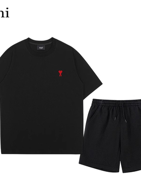 官方AMI SRTP男女情侣同款短袖t恤套装2026夏季新款宽松上衣短裤