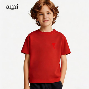 新款 t恤2026夏季 宽松体恤运动上衣 srtp儿童红色纯棉短袖 官方Ami