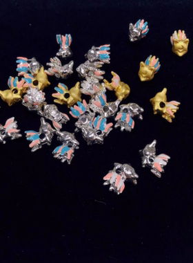 C66约1.2CM合金保色滴油九尾狐带孔25-27个diy手工材料满30包邮