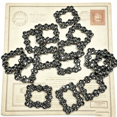 C17约3X3.8CM合金镶钻盘扣100克14个  diy手工材料配件满30包邮