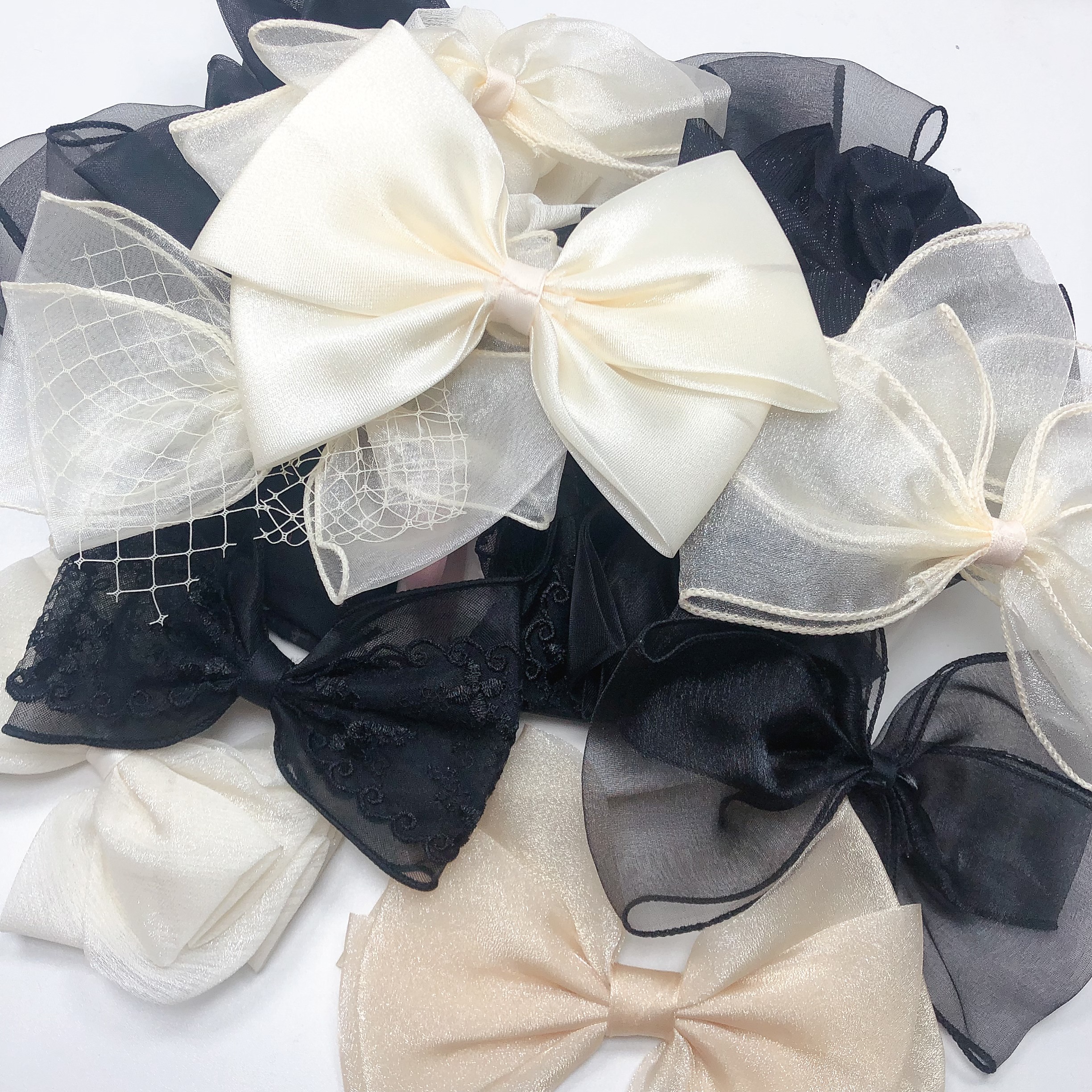 S72约13-19CM纱蝴蝶结混发盘中100克约23个diy手工材料满30包邮