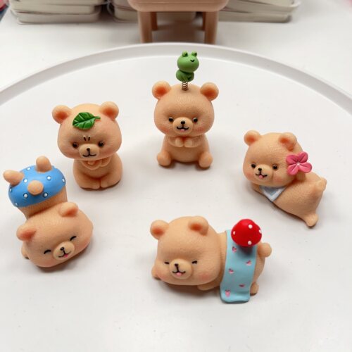 Y37约4CM立体小熊摆件5个 随机3-5个款式手工材料配件满30包邮