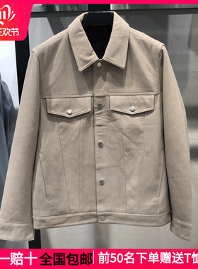 G家男装秋冬季新款炭灰色卡其色反绒皮真皮皮衣外套GED11222694潮