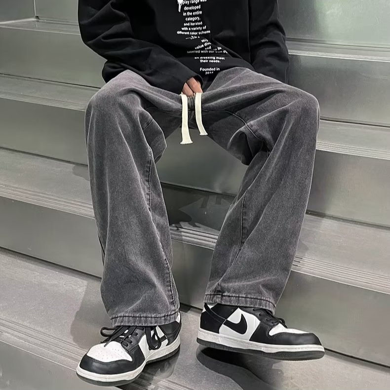 今年流行特惠复古牛仔裤男春秋季ins潮牌高街阔腿拖地长裤秋冬,男装,牛仔裤,淘宝优惠券,粉丝福利购,淘宝优惠卷