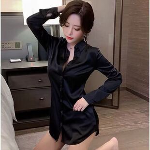 黑色衬衫女长袖宽松大码复古港风白衬衣纯棉免烫抗皱休闲上衣外套