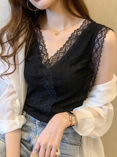 假领子百搭假领外穿打底无袖蕾丝V领内搭洋气小衫配毛衣卫衣衬衫