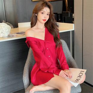 夜场女装修身显瘦连衣裙夜总店上班衣服性感长款包臀沐足店工作服