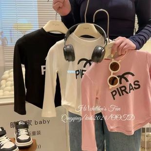 印花儿童T恤打底长袖 2024春秋女童宝宝爆款 百搭韩版 新款 上衣 修身