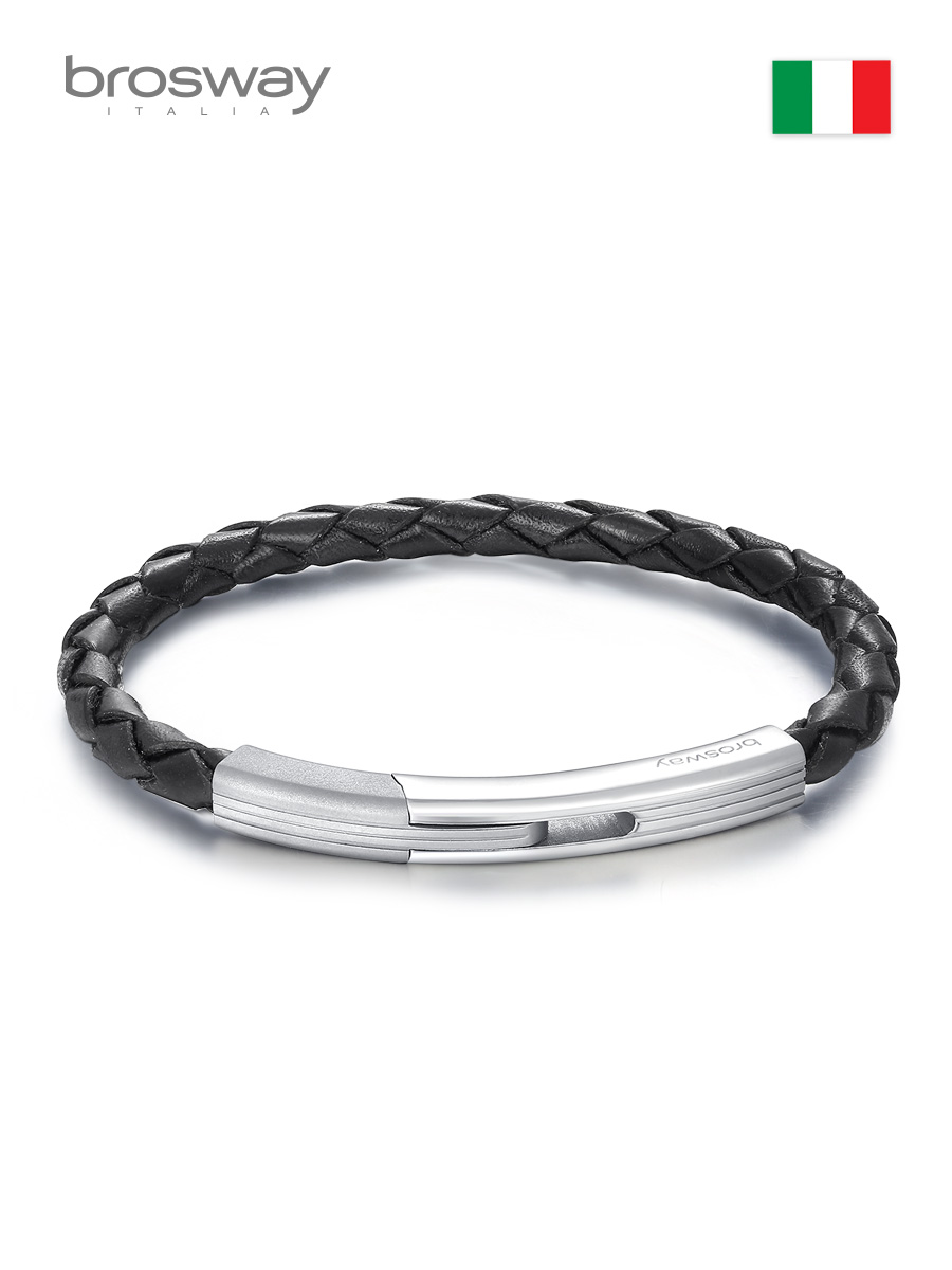 brosway Europe and the United States fashion light luxury fashion decoration personality men's calfskin braided titanium steel bracelet bracelet send boyfriend
