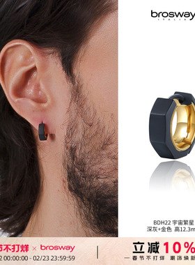 brosway欧美轻奢素光圈男士耳环耳钉小众潮饰小众生日礼物送男友