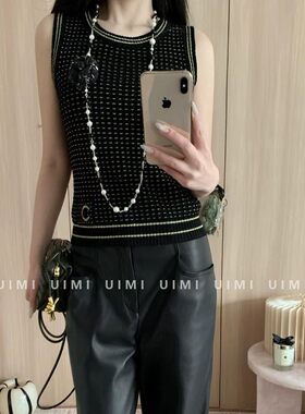 26ss轻奢风黑色亮丝羊毛针织