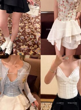 cece 4/26sst区别市场货百搭单品不规则荷叶边立体蝴蝶结蛋糕半裙