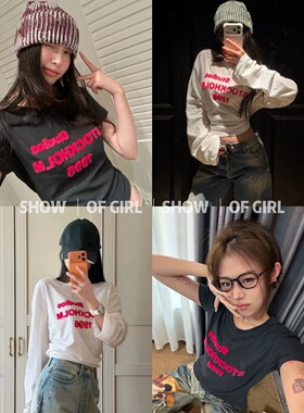 cece 5/19 26SS新春限定！AC风格1996植绒字母印花圆领长袖T恤